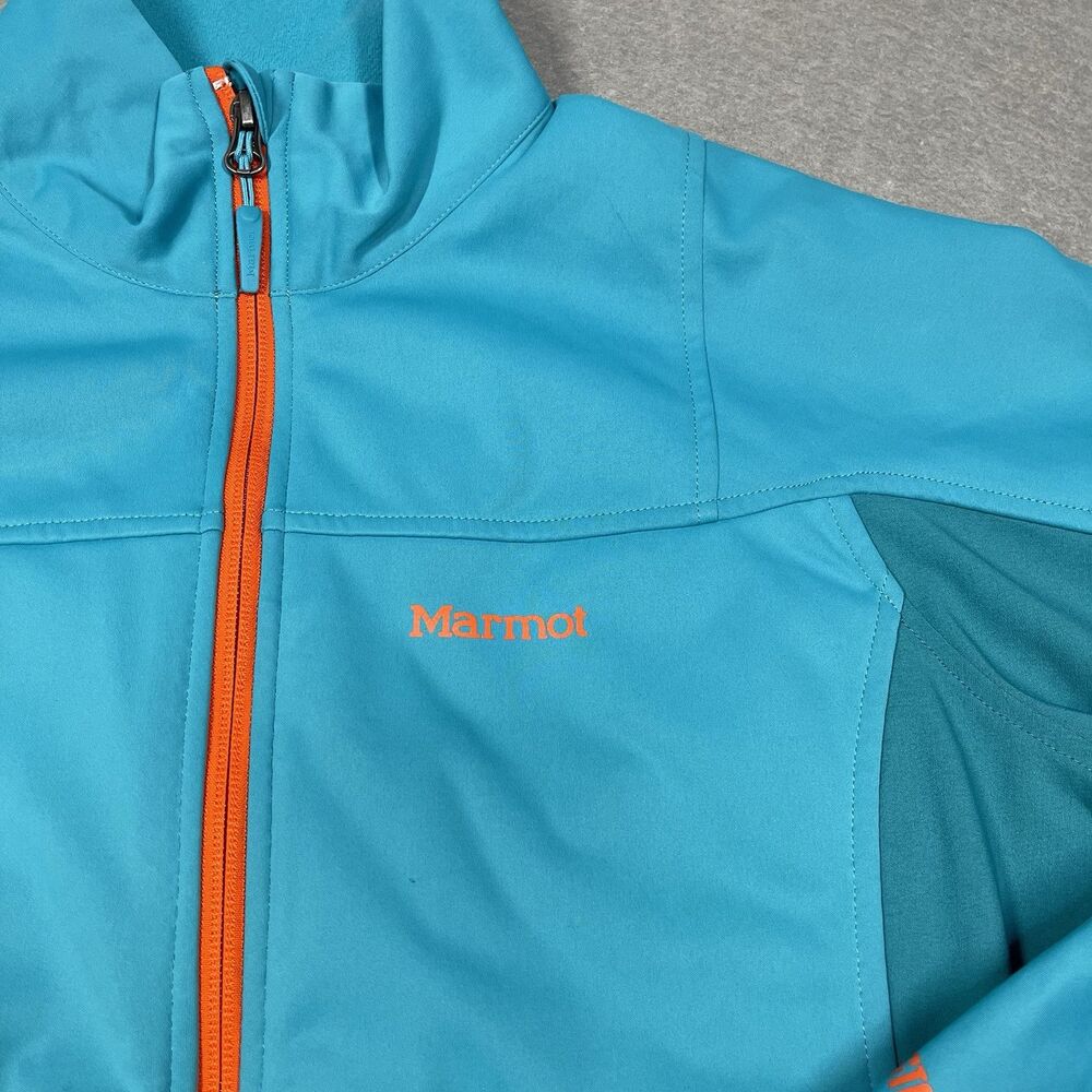 Marmot Jacket Women Large Blue Turquoise Leadville Gore Windstopper Shell Hiking - Picture 3 of 14